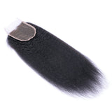 Kinky Straight 4x4 Virgin Human Hair Natural Black Closure