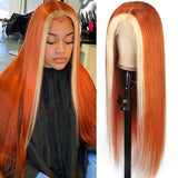 Blond Front/Orange Back 613/#350 Highlight  13x4  Transparent Frontal Lace Wig Straight Color Wig