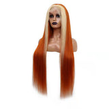 Blond Front/Orange Back 613/#350 Highlight  13x4  Transparent Frontal Lace Wig Straight Color Wig