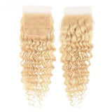 #613 Deep Wave 4x4 Human Hair Blonde Closure