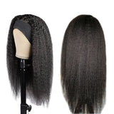 Kinky Straight Glueless Headband Wig Natural Black 180% Density