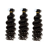 Loose Deep Curly Virgin Human Hair Natural Black Bundles