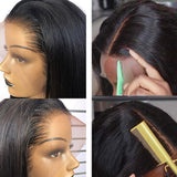 Straight 13x4  Transparent Frontal Lace Wig Natural Black 180% Density